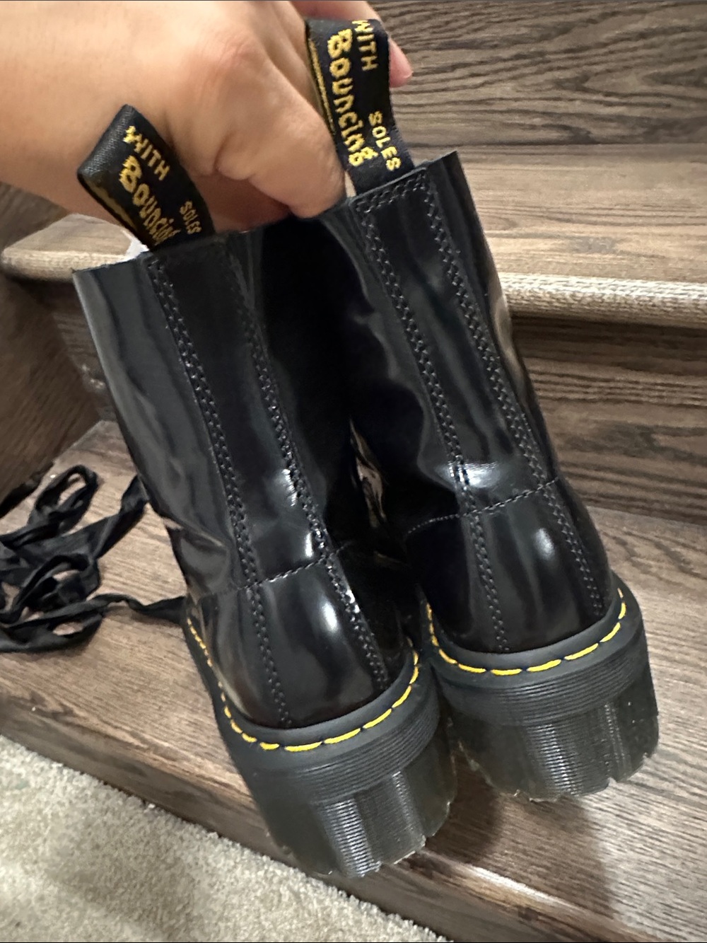 Dr. Martens Molly Leather Black Platform Lace-Up Boots - Picture 15 of 16